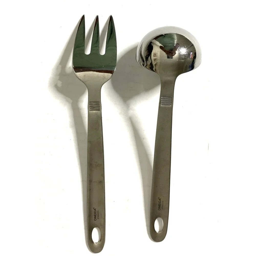 Oneida Stainless Steel Ladle & Serving Fork Set Classic Kitchen Utensils